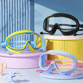 Γυαλιά κολύμβησης μεγάλου σκελετού για ενήλικες με ωτοασπίδες Γυαλιά κολύμβησης ανδρικά γυναικεία Επαγγελματικά αντιθαμβωτικά γυαλιά HD Γυαλιά γυαλιά σιλικόνης