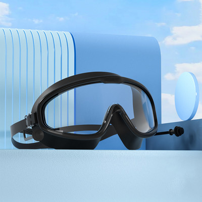 Γυαλιά κολύμβησης μεγάλου σκελετού για ενήλικες με ωτοασπίδες Γυαλιά κολύμβησης ανδρικά γυναικεία Επαγγελματικά αντιθαμβωτικά γυαλιά HD Γυαλιά γυαλιά σιλικόνης
