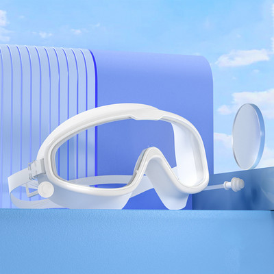 Γυαλιά κολύμβησης μεγάλου σκελετού για ενήλικες με ωτοασπίδες Γυαλιά κολύμβησης ανδρικά γυναικεία Επαγγελματικά αντιθαμβωτικά γυαλιά HD Γυαλιά γυαλιά σιλικόνης