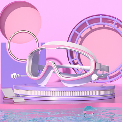 Γυαλιά κολύμβησης μεγάλου σκελετού για ενήλικες με ωτοασπίδες Γυαλιά κολύμβησης ανδρικά γυναικεία Επαγγελματικά αντιθαμβωτικά γυαλιά HD Γυαλιά γυαλιά σιλικόνης