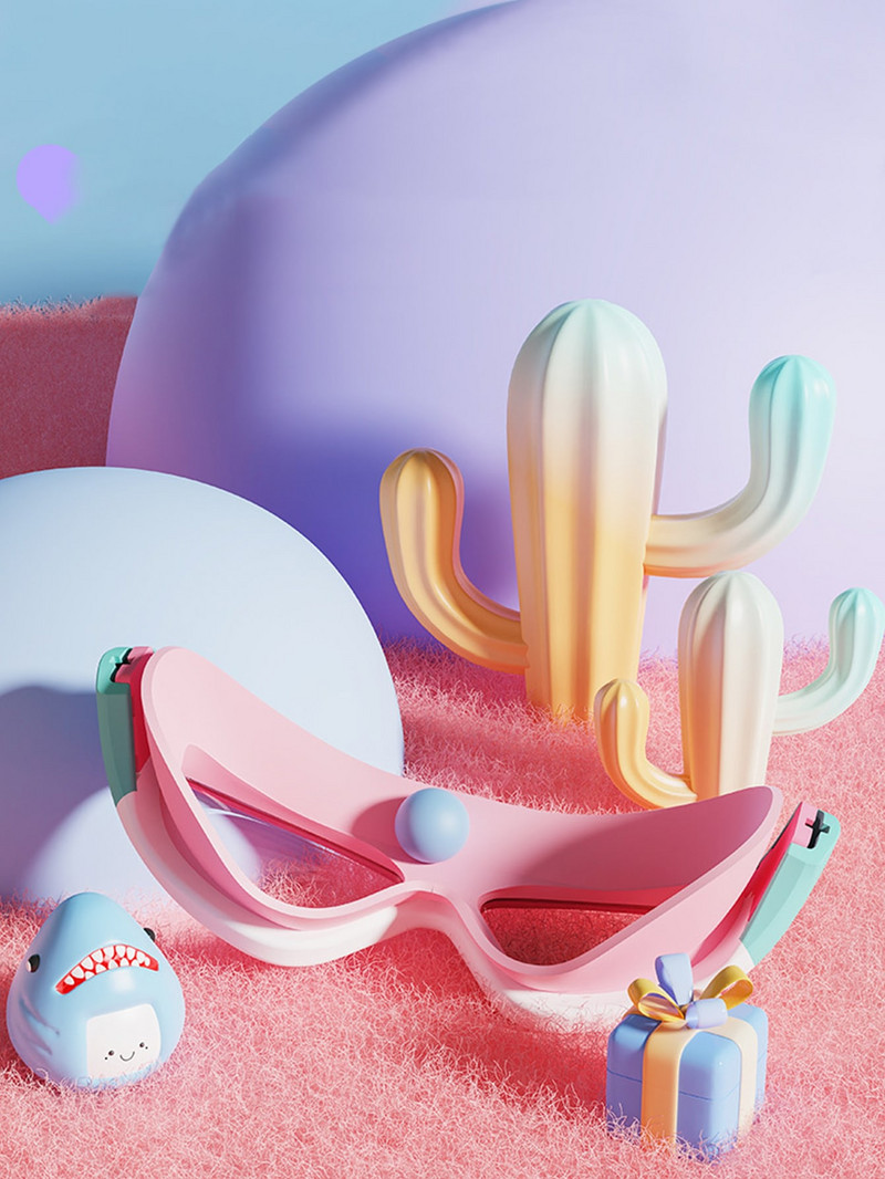 Laste kõrglahutusega veekindlad ja uduvastased ujumisprillid, suure raamiga prillid, mugavad kaitseprillid, silikooniga ühendatud kõrvatropid