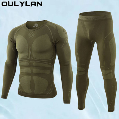 Oulylan Compression Suit Running Clothes Fitness Bodybuilding Training Tights Men`s Sports Ski Thermal Underwear Set Suits Gym