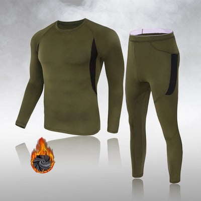 Winter Warm Crew Neck Fashion Thermal Underwear Men Basic T-shirt Blouse Pullover Long Sleeve Leggings Gym Jogging Exercise