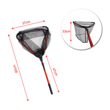 Lixada Fly Fishing Triangle Brail Landing Net Преносима сгъваема лека мрежа Найлонова риболовна мрежа Рамка от алуминиева сплав