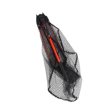 Lixada Fly Fishing Triangle Brail Landing Net Преносима сгъваема лека мрежа Найлонова риболовна мрежа Рамка от алуминиева сплав