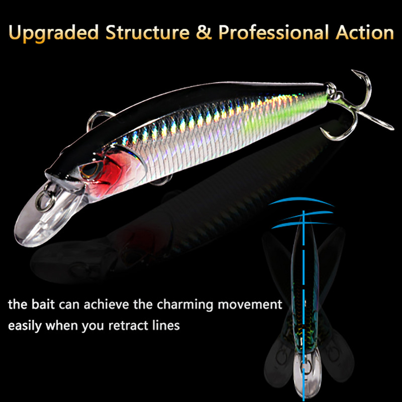 Minnow uppuv 19g ujuv 15g püügilant HardBait Treble Hooks Swimbait Pesca Tackle Wobbler Crank Jerkbait tehissööt