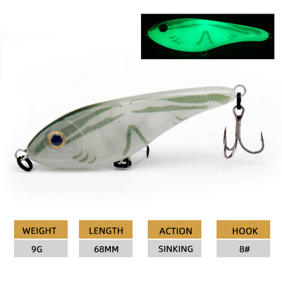 Agoie Slider Crankbaits Fishing Lure τόσο για το γλυκό όσο και για το αλμυρό νερό 68mm 9g Lifelike Action Sinking Minnow Wobbler Jerkbaits