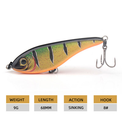 Agoie Slider Crankbaits Fishing Lure τόσο για το γλυκό όσο και για το αλμυρό νερό 68mm 9g Lifelike Action Sinking Minnow Wobbler Jerkbaits