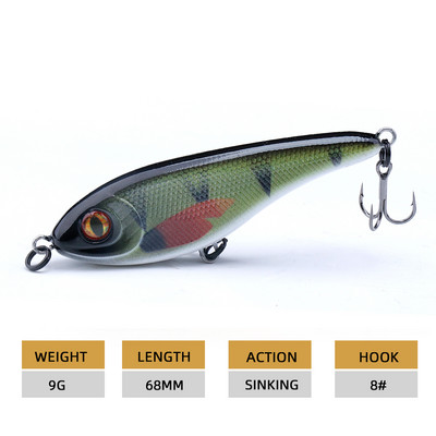 Agoie Slider Crankbaits Fishing Lure τόσο για το γλυκό όσο και για το αλμυρό νερό 68mm 9g Lifelike Action Sinking Minnow Wobbler Jerkbaits