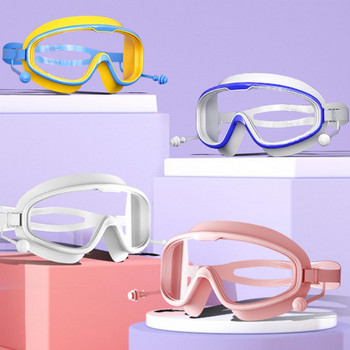 Очила за плуване Прозрачни с тапи за уши Детски очила Wide Vision Удобни непропускливи очила за басейн за гмуркане Лятно плуване