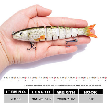 Agoie Риболовна примамка Pike Bass Swimbait 13,5 cm Multi Jointed Fish Crankbaits Изкуствена твърда риболовна стръв Воблери Tackle Pesca