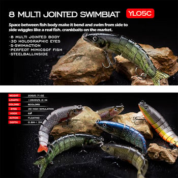 Agoie Риболовна примамка Pike Bass Swimbait 13,5 cm Multi Jointed Fish Crankbaits Изкуствена твърда риболовна стръв Воблери Tackle Pesca