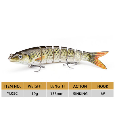 Agoie Fishing Lure Pike Bass Swimbait 13,5cm Multi Jointed Fish Crankbaits Artificial Hard Fishing Bait Wobblers Tackle Pesca