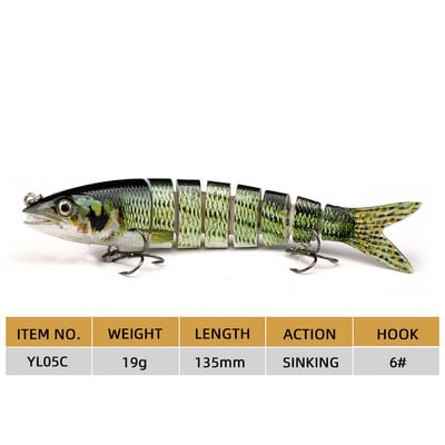 Agoie Fishing Lure Pike Bass Swimbait 13,5cm Multi Jointed Fish Crankbaits Artificial Hard Fishing Bait Wobblers Tackle Pesca