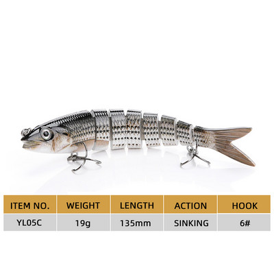 Agoie Fishing Lure Pike Bass Swimbait 13,5cm Multi Jointed Fish Crankbaits Artificial Hard Fishing Bait Wobblers Tackle Pesca
