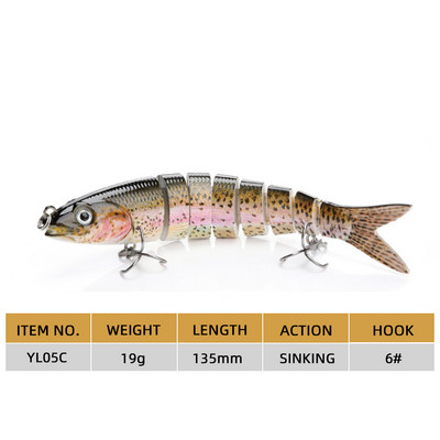 Agoie Fishing Lure Pike Bass Swimbait 13,5cm Multi Jointed Fish Crankbaits Artificial Hard Fishing Bait Wobblers Tackle Pesca