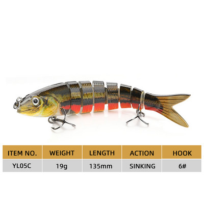 Agoie Fishing Lure Pike Bass Swimbait 13,5cm Multi Jointed Fish Crankbaits Artificial Hard Fishing Bait Wobblers Tackle Pesca