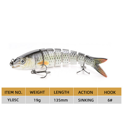 Agoie Fishing Lure Pike Bass Swimbait 13,5cm Multi Jointed Fish Crankbaits Artificial Hard Fishing Bait Wobblers Tackle Pesca