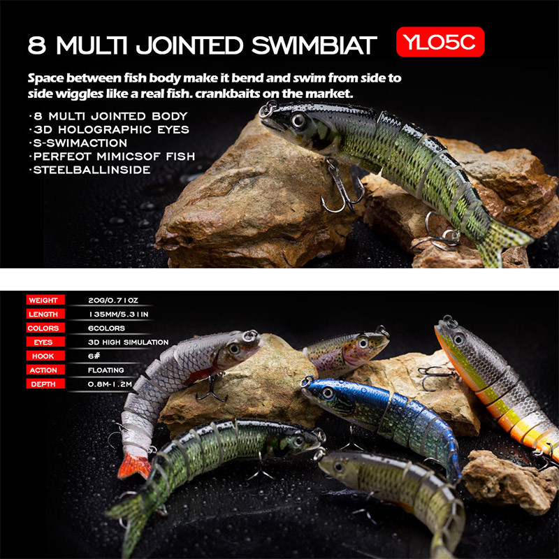 Agoie Fishing Lure Pike Bass Swimbait 13,5cm Multi Jointed Fish Crankbaits Artificial Hard Fishing Bait Wobblers Tackle Pesca