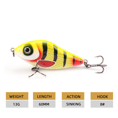 Agoie Sliders Jerkbait landid voblerid haugi bassi püügile 60mm 13g kõva söödaga uppuvad huulteta Crankbaits kalapüügi lant