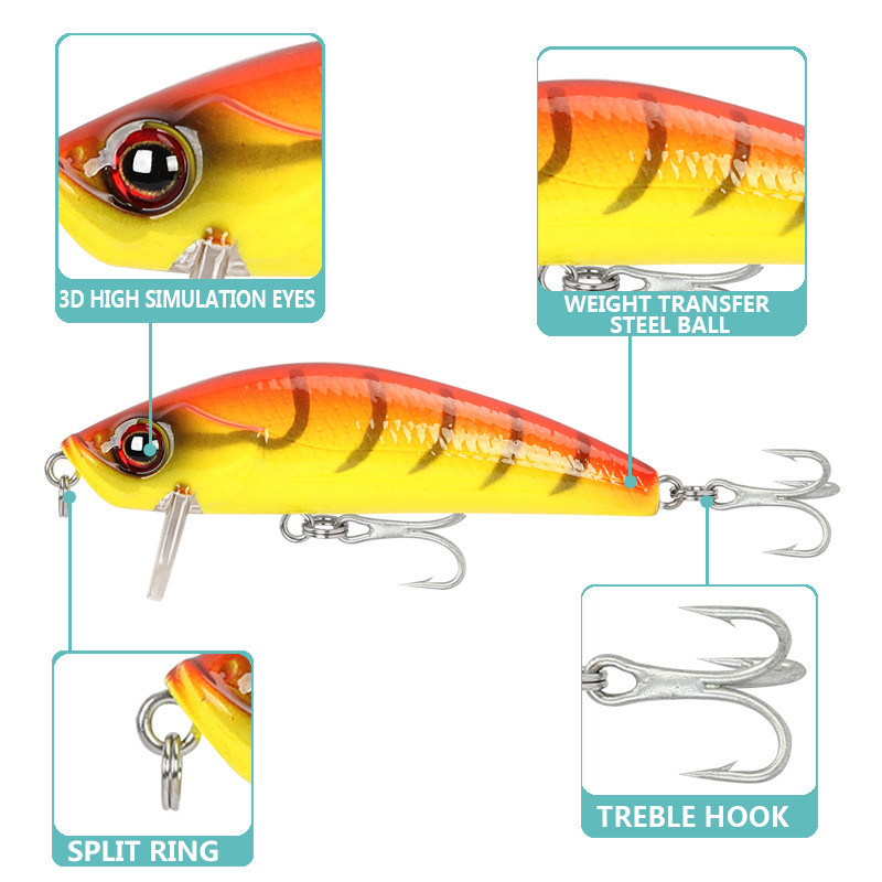 Minnow Plutajući mamac za pecanje Lažni Fish Crankbait vobleri Umjetni plastični tvrdi mamac Swimbait pribor za pecanje 6,5 cm 6,3 g