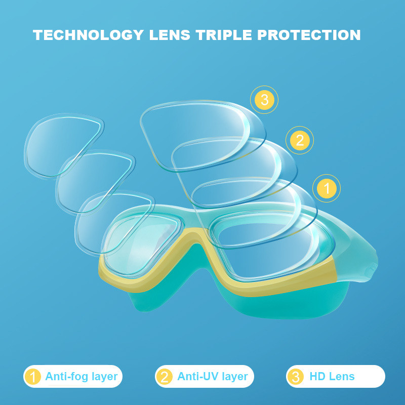 Uued professionaalsed ujumisprillid lastele ujumisprillid koos kõrvatroppidega, uduvastased silikoonist veekindlad ujumisprillid lastele