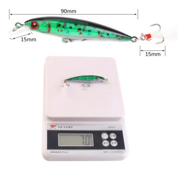 1 бр. Laser 3D Eyes Bionic Minnow риболовна примамка 90 mm 7 g изкуствена твърда стръв с перо Treble Hook риболовна стръв