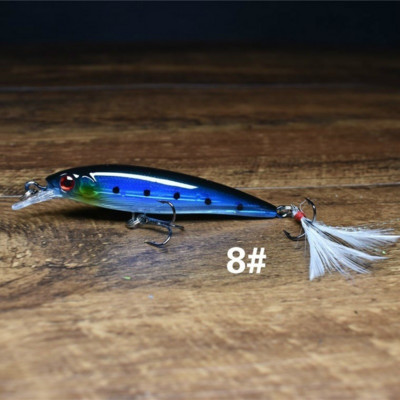 1 τεμ. Laser 3D Eyes Bionic Minnow Fishing Lure 90mm 7g Τεχνητό σκληρό δόλωμα με δόλωμα ψαρέματος με πρίμα με φτερά