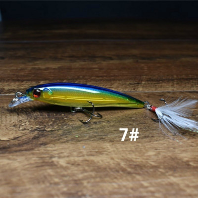 1 τεμ. Laser 3D Eyes Bionic Minnow Fishing Lure 90mm 7g Τεχνητό σκληρό δόλωμα με δόλωμα ψαρέματος με πρίμα με φτερά