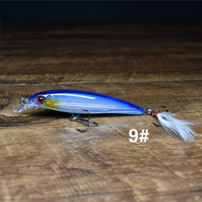 1 τεμ. Laser 3D Eyes Bionic Minnow Fishing Lure 90mm 7g Τεχνητό σκληρό δόλωμα με δόλωμα ψαρέματος με πρίμα με φτερά