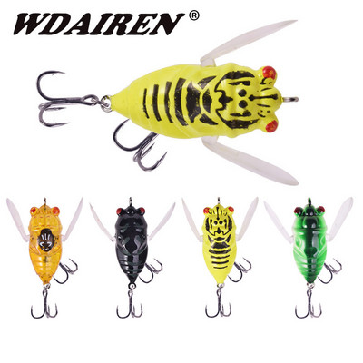 1 db Rovarpopper horgászcsali 4,8 cm 6g Topwater Soft Wing Cicada wobbler mesterséges csali horgokkal Bass Pike Tackle számára