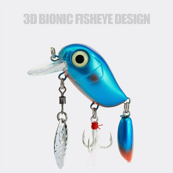 Topwater 3,8cm 5g Sequins Metal Treble Hook Rotating Spinner Spoon Crank Bait Fishing Lure