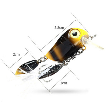 Topwater 3,8cm 5g Sequins Metal Treble Hook Rotating Spinner Spoon Crank Bait Fishing Lure