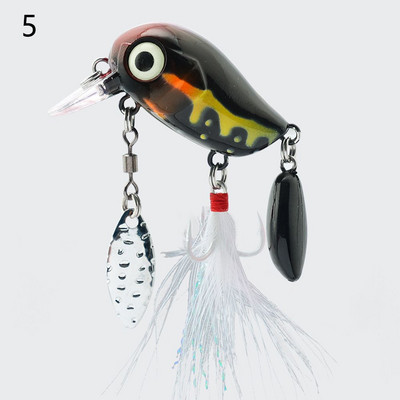 Topwater 3,8cm 5g sequins metāla trīskāršs āķis rotējošs vērpējs karote kloķis ēsma zvejas māneklis