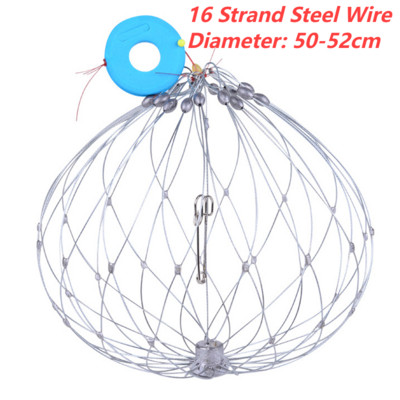 1 DB horgászháló ketrec, automatikusan nyitható, záródó horgászrákcsapda háló acélhuzal sósvízi tengervizes kültéri horgásztartozékokhoz