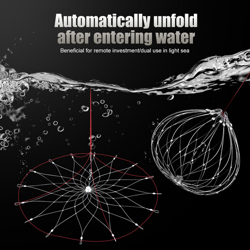 1 DB horgászháló ketrec, automatikusan nyitható, záródó horgászrákcsapda háló acélhuzal sósvízi tengervizes kültéri horgásztartozékokhoz