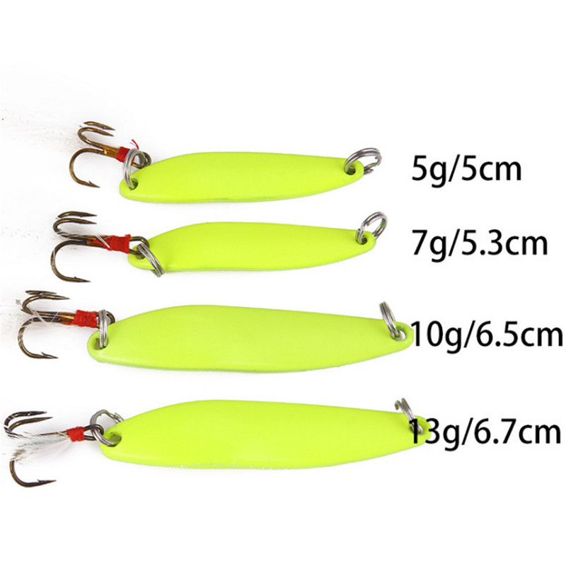 1τμχ 5g 7g 10g 13g Φωτεινή μεταλλική πούλιες ψαρέματος σκληρά δόλωμα φτερά άγκιστρα για συρτή πέστροφα Spinner Spoon Bait Bass Pike