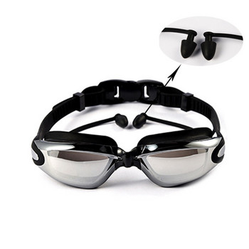 Професионални очила за плуване за възрастни Очила против замъгляване Очила за плуване Мъже Жени Анти UV галванично покритие Очила за тапи за уши Очила за гмуркане