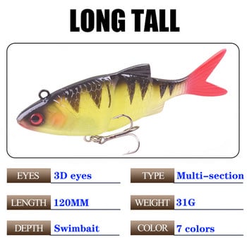 1 τεμ. μαλακό Fishing Wobblers Pike Fishing Lures 12cm 31g Πολλαπλών Ενώσεων Τεχνητά Δολώματα σιλικόνης Τρολάρισμα Κυπρίνου Ψάρεμα