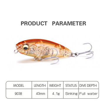 43 mm 4 g Мини потъващ молив Риболовна примамка Лазерна изкуствена твърда стръв Воблер за пъстърва Bass Plastic Swimbait Pescar 3D Tackle