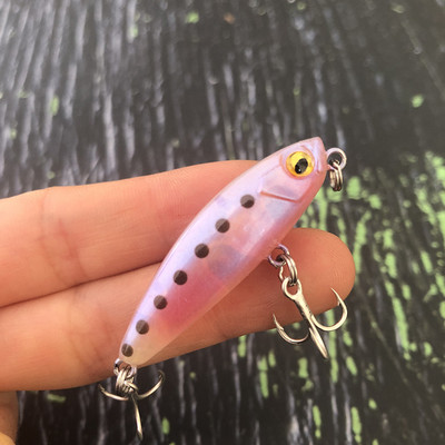 43mm 4g Mini potápavá rybárska návnada s laserovou umelou tvrdou návnadou na pstruhy, ostrieže, plastové návnady na ryby, 3D náčinie