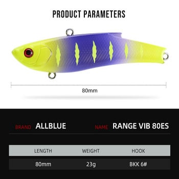 ALLBLUE RANGE VIB 80ES Sinking VIB Fishing Lure Rattlin 80mm 23g Δόλωμα σκληρού τεχνητού κραδασμών Winter Ice Pike Fishing Tacking