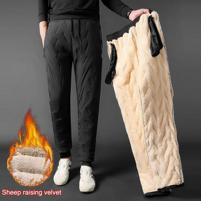 Winter Thickened Lamb Down Ski Fleece Cotton Pant Trouser Warm Coldproof Anti-pilling Anti-fading Waterproof Sportwear Solid 1pc