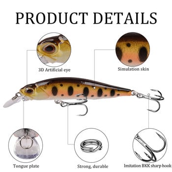 1 τεμ. Minnow Fishing Lure Wobblers 9cm 8,6g Τεχνητό Σκληρό Δόλωμα με αργή βύθιση