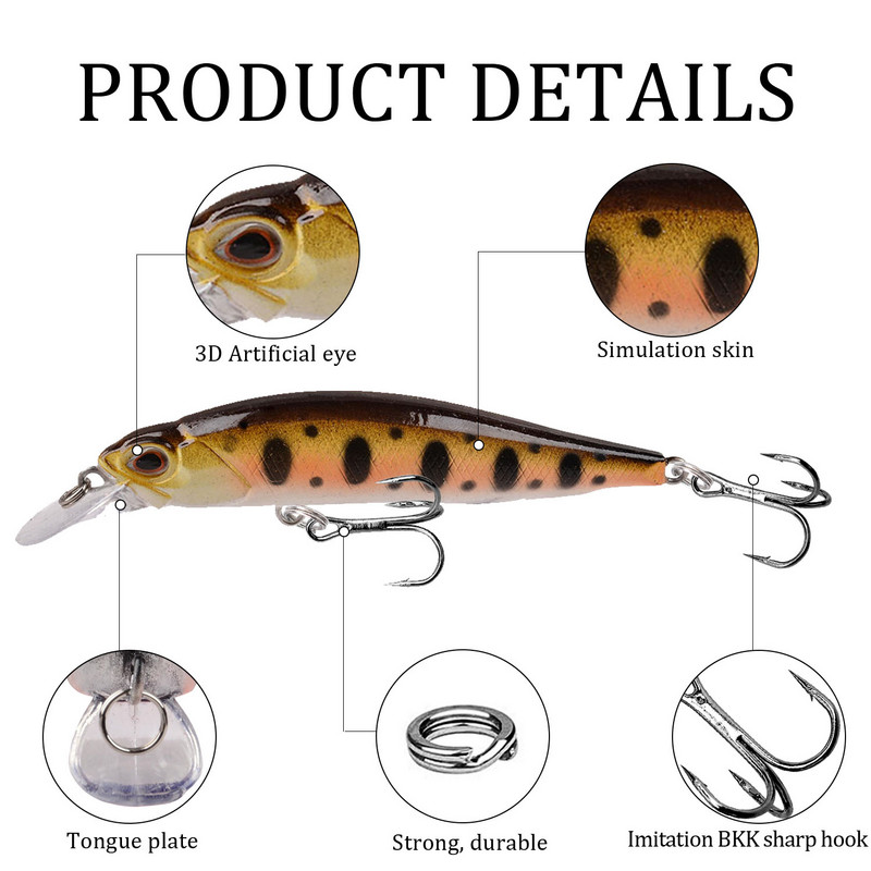 1tk Minnow kalapüügi voblerid 9 cm 8,6 g aeglaselt vajuv kunstlik kõva sööt Crankbait Bass haugi karpkala püügivahendid