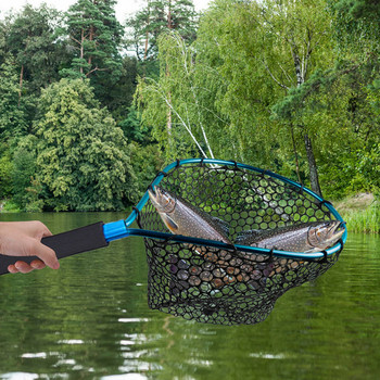 Риболовна мрежа от алуминиева сплав Издръжлива мрежа за пъстърва Мрежа за риболов с мека гумена мрежа с карабинер Риболовни подаръци за мъже
