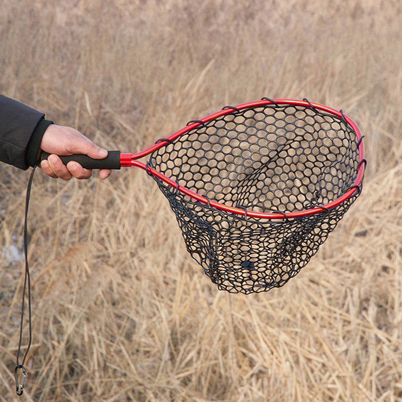 Δίχτυ προσγείωσης ψαρέματος από κράμα αλουμινίου Ανθεκτικό δίχτυ πέστροφας Μαλακό διχτυωτό δίχτυ ψαρέματος με δώρα ψαρέματος καραμπίνερ για άνδρες
