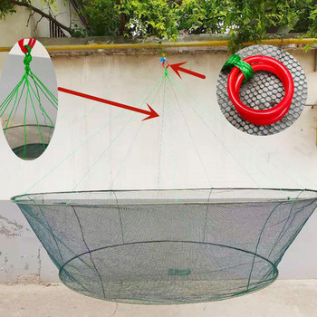 Сгъваема риболовна мрежа за кацане Crayfish Shrimp Catcher Tank Casting Network Mesh For Fish Eels Trap Cage Prawn Bait Crab L7F4