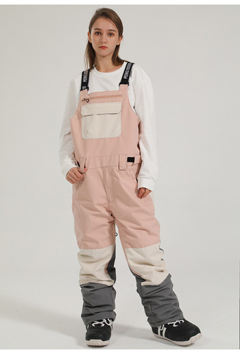 Ски панталон Gsou-Snow, панталон за сноуборд, регулируема презрамка, ветроустойчив, водоустойчив, джоб с цип, спортно облекло на открито
