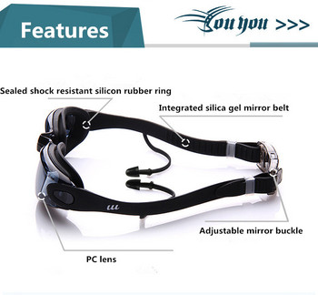 Професионални очила за плуване Очила за плуване с тапи за уши Щипка за нос Електроплат Водоустойчиви силиконови очила за плаване Adluts